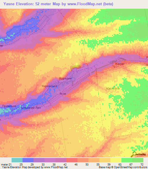 Yasne,Ukraine Elevation Map