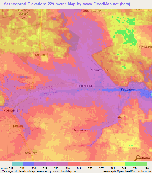 Yasnogorod,Ukraine Elevation Map