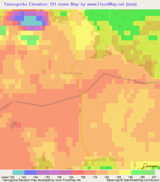 Yasnogorka,Ukraine Elevation Map