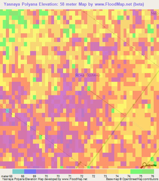 Yasnaya Polyana,Ukraine Elevation Map