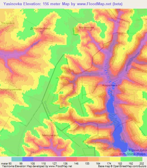 Yasinovka,Ukraine Elevation Map