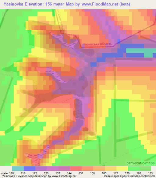 Yasinovka,Ukraine Elevation Map