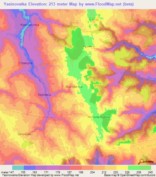 Yasinovatka,Ukraine Elevation Map