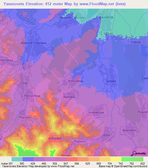 Yasenovets,Ukraine Elevation Map