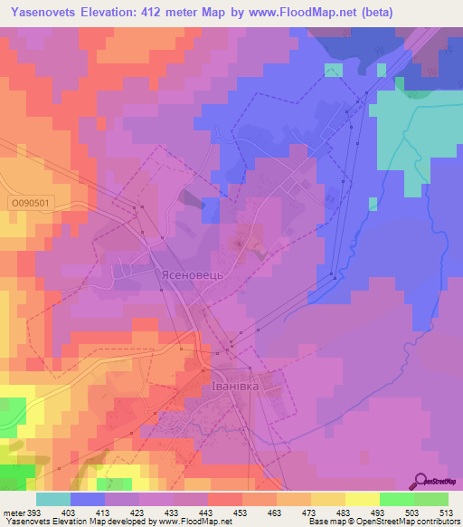 Yasenovets,Ukraine Elevation Map