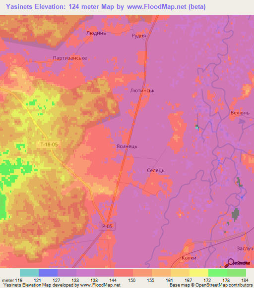 Yasinets,Ukraine Elevation Map