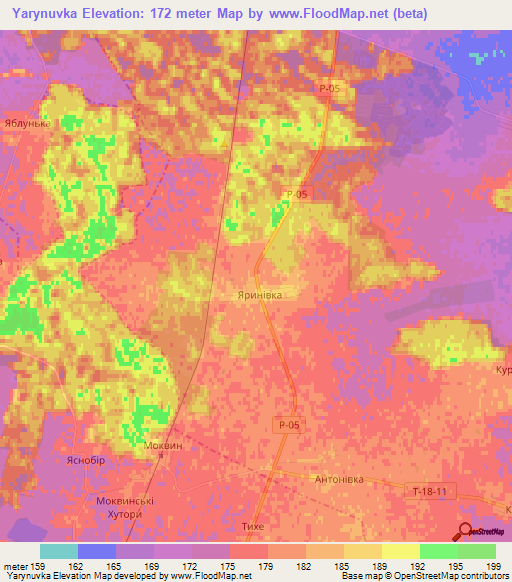 Yarynuvka,Ukraine Elevation Map