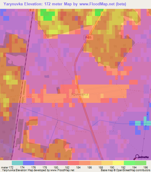 Yarynuvka,Ukraine Elevation Map