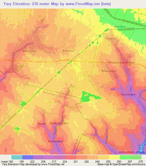 Yary,Ukraine Elevation Map