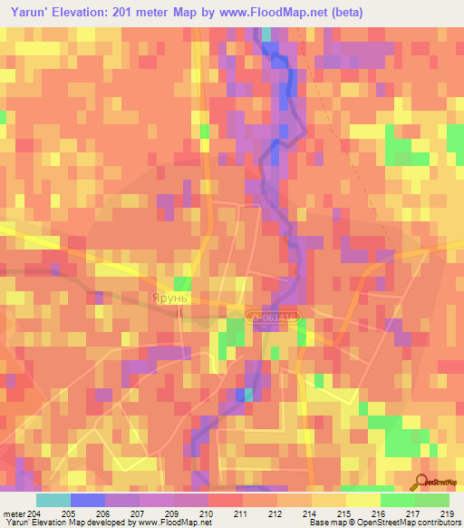 Yarun',Ukraine Elevation Map
