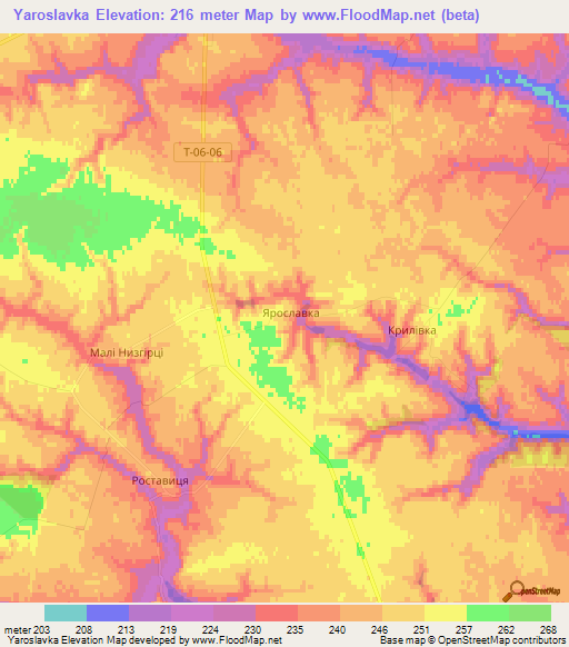 Yaroslavka,Ukraine Elevation Map