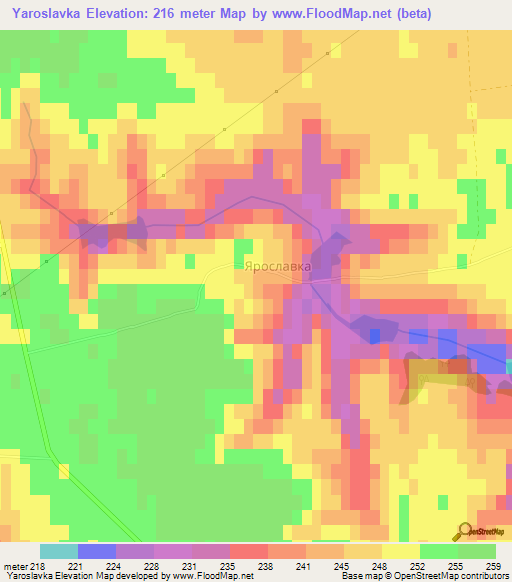 Yaroslavka,Ukraine Elevation Map