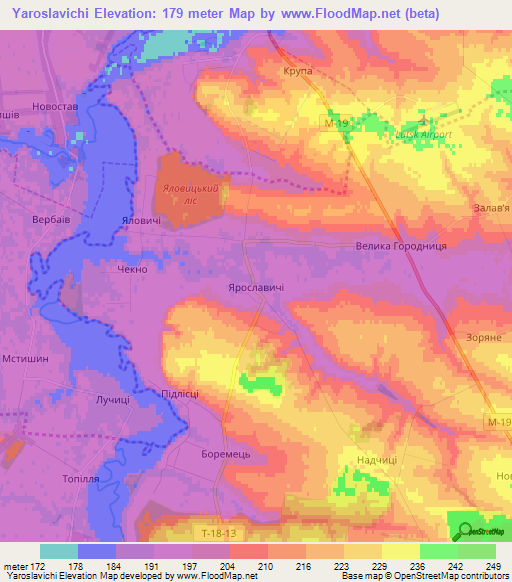Yaroslavichi,Ukraine Elevation Map