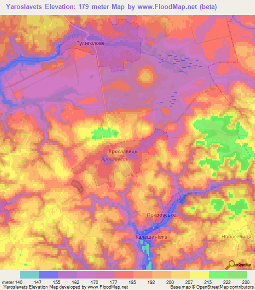 Yaroslavets,Ukraine Elevation Map