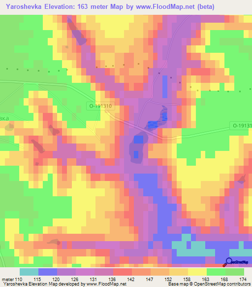 Yaroshevka,Ukraine Elevation Map