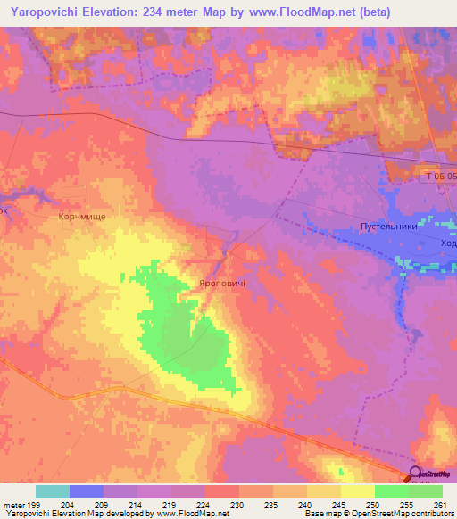 Yaropovichi,Ukraine Elevation Map