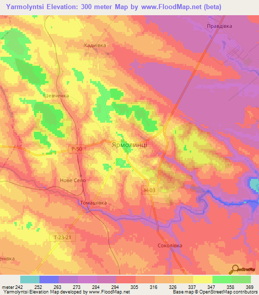 Yarmolyntsi,Ukraine Elevation Map