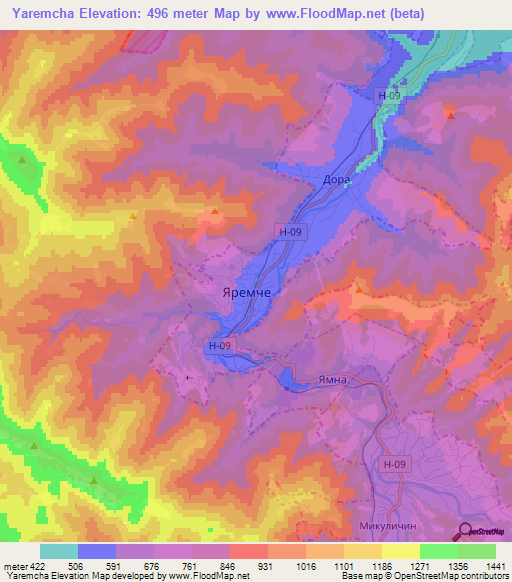 Yaremcha,Ukraine Elevation Map