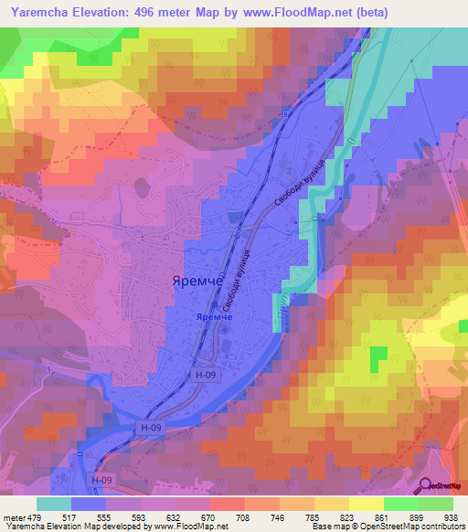 Yaremcha,Ukraine Elevation Map