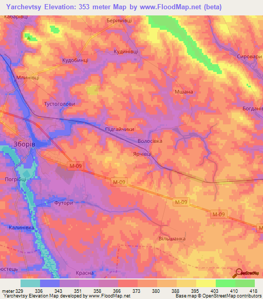 Yarchevtsy,Ukraine Elevation Map