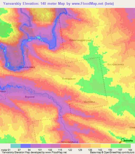 Yanvarskiy,Ukraine Elevation Map