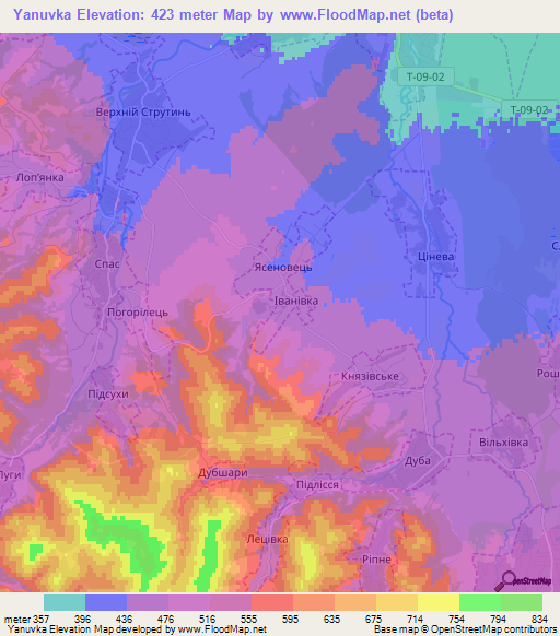 Yanuvka,Ukraine Elevation Map