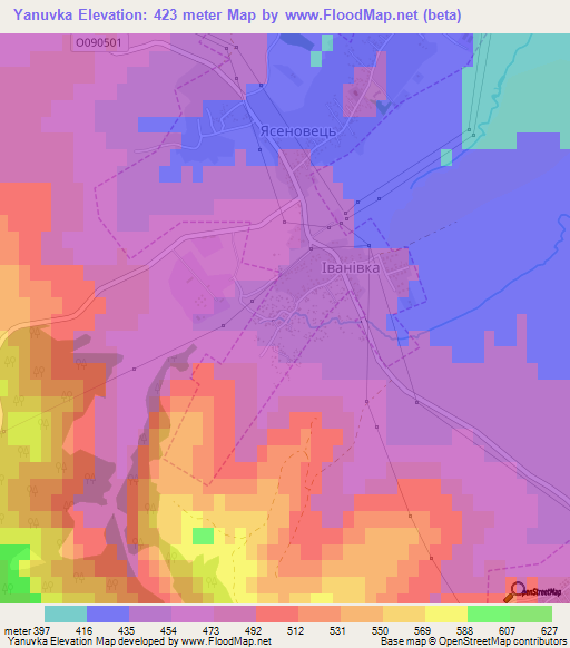 Yanuvka,Ukraine Elevation Map