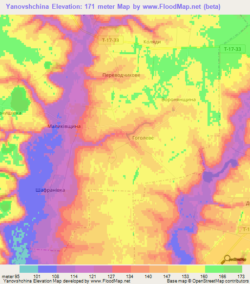 Yanovshchina,Ukraine Elevation Map