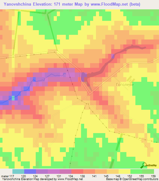 Yanovshchina,Ukraine Elevation Map