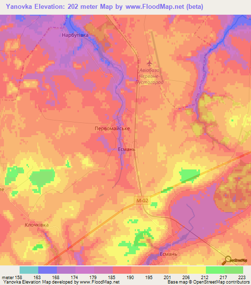 Yanovka,Ukraine Elevation Map