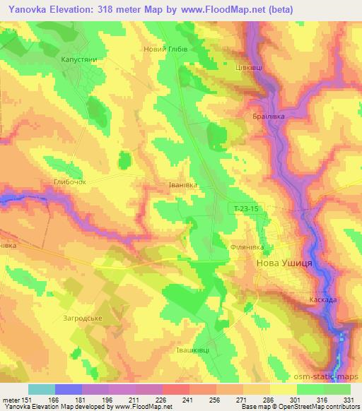 Yanovka,Ukraine Elevation Map