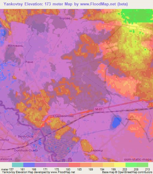 Yankovtsy,Ukraine Elevation Map