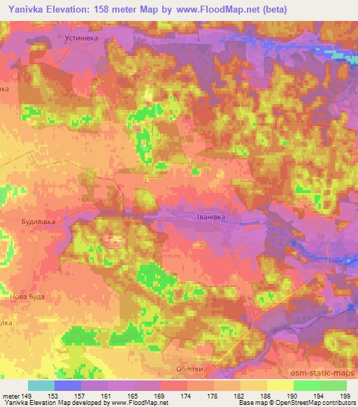 Yanivka,Ukraine Elevation Map