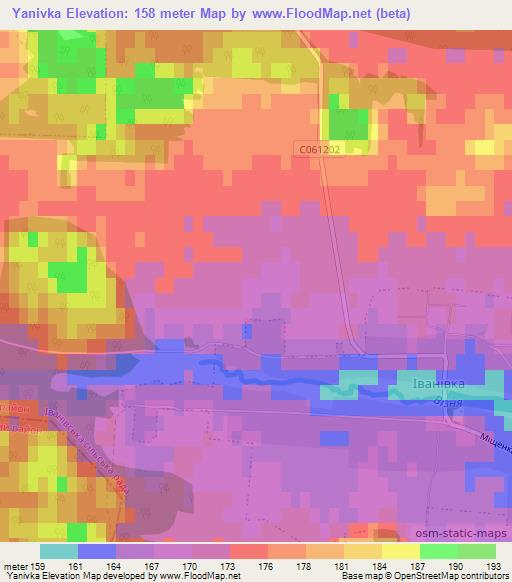 Yanivka,Ukraine Elevation Map