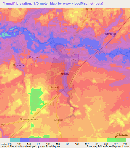 Yampil',Ukraine Elevation Map