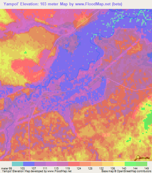 Yampol',Ukraine Elevation Map