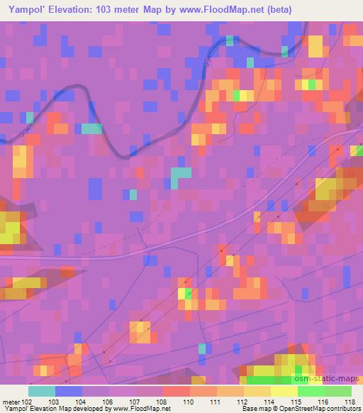 Yampol',Ukraine Elevation Map