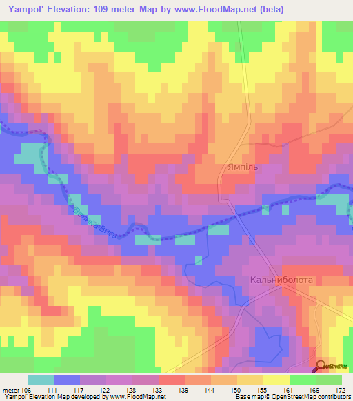 Yampol',Ukraine Elevation Map