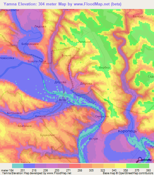 Yamna,Ukraine Elevation Map