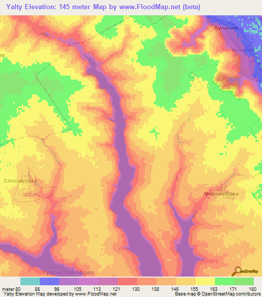 Yalty,Ukraine Elevation Map