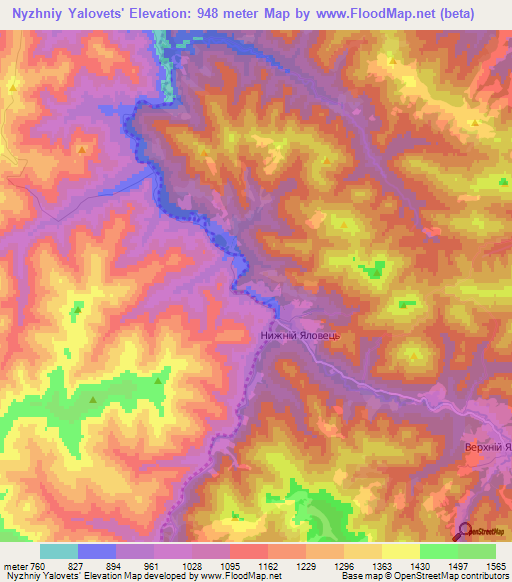 Nyzhniy Yalovets',Ukraine Elevation Map