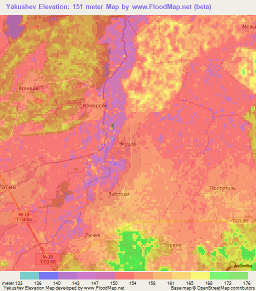 Yakushev,Ukraine Elevation Map