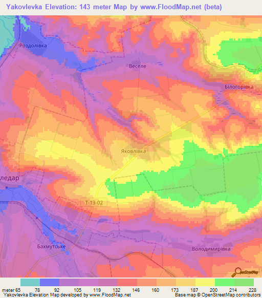 Yakovlevka,Ukraine Elevation Map