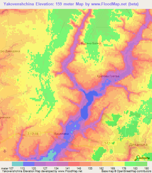 Yakovenshchina,Ukraine Elevation Map