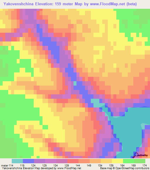 Yakovenshchina,Ukraine Elevation Map