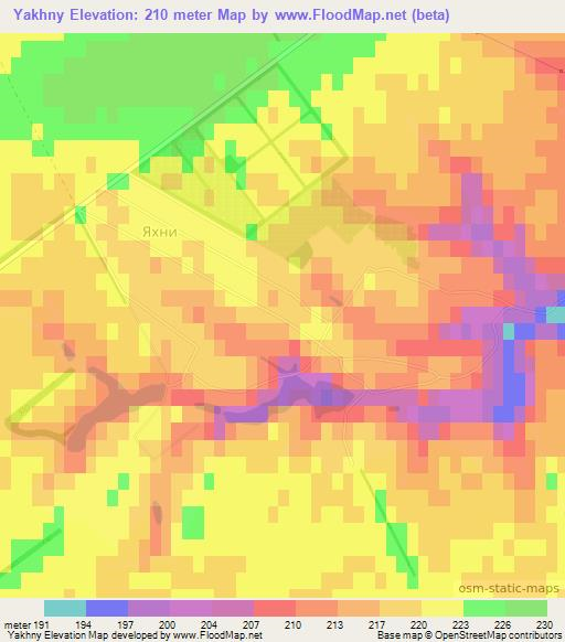 Yakhny,Ukraine Elevation Map