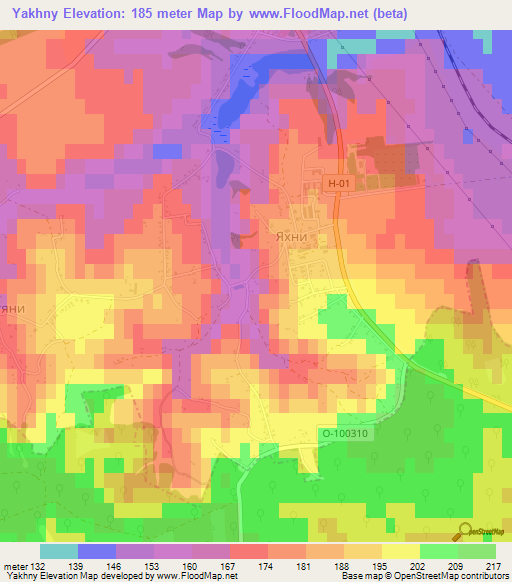 Yakhny,Ukraine Elevation Map