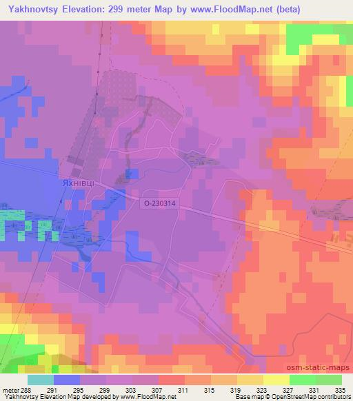 Yakhnovtsy,Ukraine Elevation Map