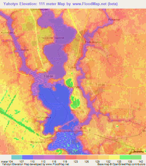Yahotyn,Ukraine Elevation Map