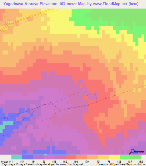 Yagodnaya Vtoraya,Ukraine Elevation Map